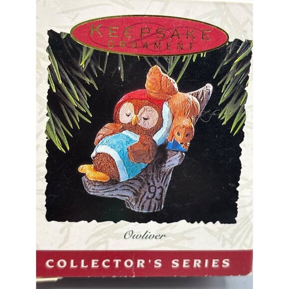 Vtg 1993 Hallmark Keepsake Ornament Owliver Sleeping Owl Squirrel - Picture 4 of 4